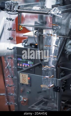 Sample package of product from vertical packing machine Stock Photo