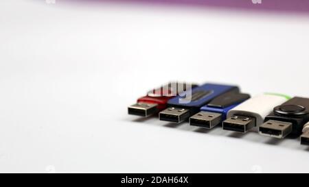 A various of USB flash drive with white background Stock Photo