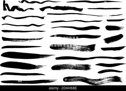Vector grungy black paint brush strokes collection Stock Vector