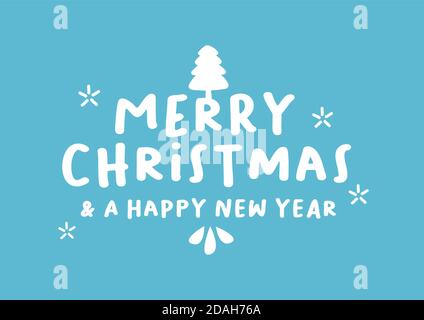 Vector isolated illustration of a typography phase Merry Christmas & a happy new year against a colour background. Positive handwritten calligraphy st Stock Vector