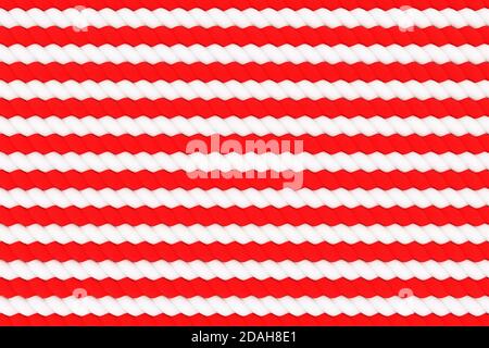 3d illustration of a stereo strip of different colors. Geometric  red and white stripes like lollipops. Simplified  dna line Stock Photo