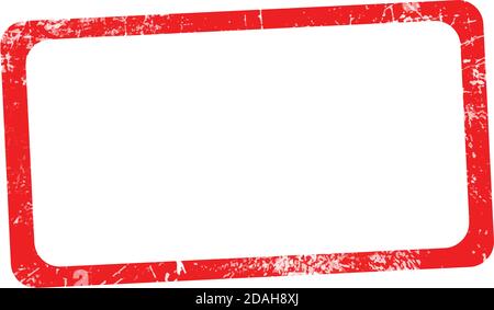 illustration vector red rectangular grunge rubber texture stamp, horizontal frame Stock Vector