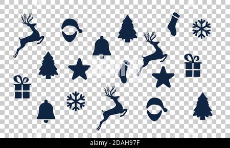 set icon collection ornament christmas isolated on transparent background Stock Vector