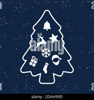 Christmas tree decoration with ornament icons vector illustration Stock Vector