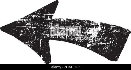 illustration vector black grungy rubber stamp symbol of arrow isolated on white Stock Vector