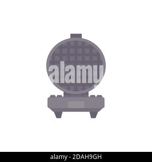 Flat illustration of an open waffle iron front view on white background. Tool for making breakfast. Simple vector image for cards, banners and your cr Stock Vector