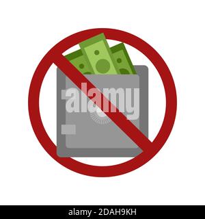 Safe with money in prohibition sign. Ban on storage of things. Sanction on safe deposits. Vector element for logos, icons, infographics and your desig Stock Vector