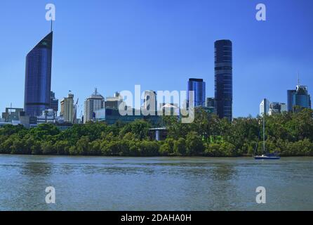 Brisbane river kangaroo point skyline Stock Photo