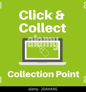 Collect here Click and Collect internet and online shopping concept to beat lockdown 2.0 Stock Vector