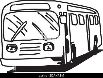 illustation vector hand drawn doodle of bus isolated on white background Stock Vector