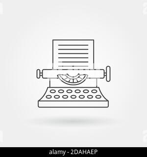 Typing machine icon single isolated with modern line or outline style Stock Vector