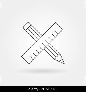 Pencil wood ruler icon. Outline pencil wood ruler vector icon color ...