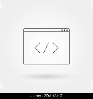 tag code icon single isolated with modern line or outline style Stock Vector