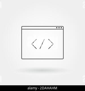tag code icon single isolated with modern line or outline style Stock Vector