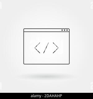 tag code icon single isolated with modern line or outline style Stock Vector