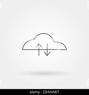 upload - download icon single isolated with modern line or outline style Stock Vector