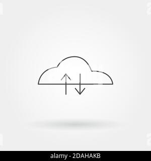 upload - download icon single isolated with modern line or outline style Stock Vector