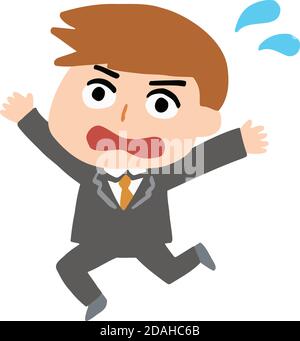 Panicked businessman in a hurry. Vector illustration isolated on white background. Stock Vector