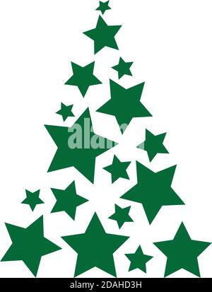 Silhouette icon of green star Christmas tree, simple geometric vector design, symbol of fir-tree for illustration Xmas and New Year Stock Vector