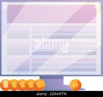 Data monitor monetization icon. Cartoon of data monitor monetization vector icon for web design isolated on white background Stock Vector