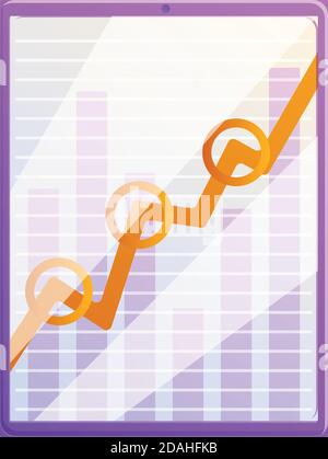 Tablet monetization graph icon. Cartoon of tablet monetization graph vector icon for web design isolated on white background Stock Vector