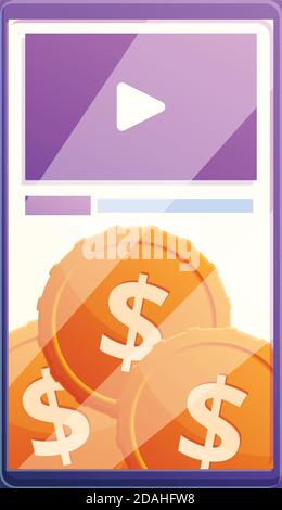 Smartphone video monetization icon. Cartoon of smartphone video monetization vector icon for web design isolated on white background Stock Vector