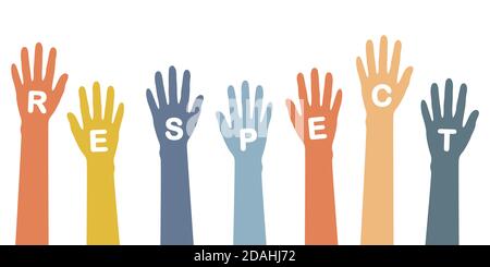 raised human hands respect and tolerance concept vector illustration EPS10