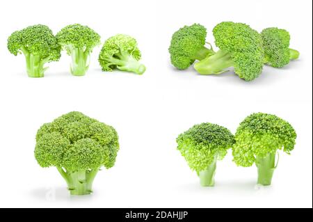 Collection of fresh green broccoli isolated on a white background with clipping path Stock Photo