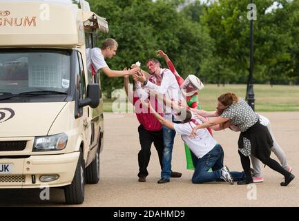 People learning how act like a zombie at a zombie training day, Hyde Park, London, The training was organised by 'Zombie Evacuation Races' who who run Britain biggest Zombie event.  Hyde Park, London, UK.  18 Aug 2013 Stock Photo