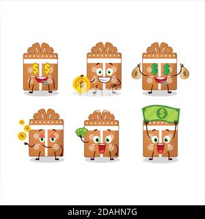 Gift cookies cartoon character with cute emoticon bring money Stock Vector