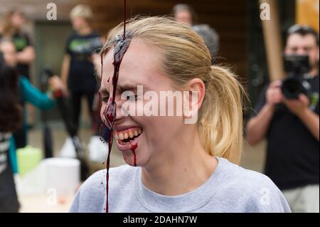 People learning how act like a zombie at a zombie training day, Hyde Park, London, The training was organised by 'Zombie Evacuation Races' who who run Britain biggest Zombie event.  Hyde Park, London, UK.  18 Aug 2013 Stock Photo