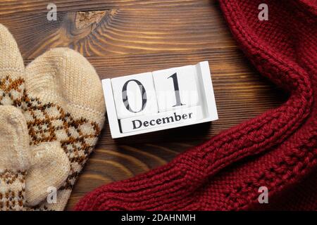 first day of winter month calendar december Stock Photo