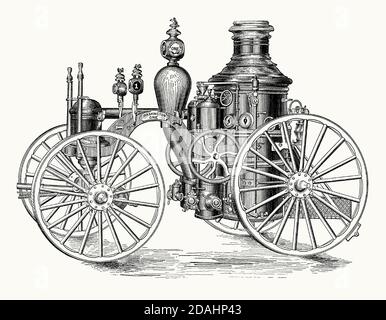 Early illustration of a steam engine from a 1871 book Stock Photo - Alamy