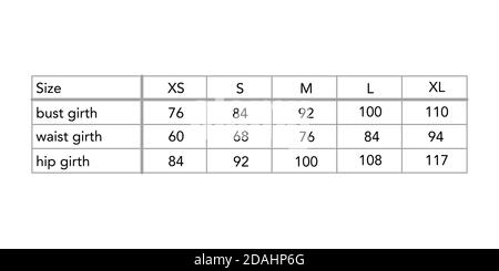 Men new European system clothing standard body measurements for different brands, style fashion male size chart for site, production and online clothes shop. XS, S, M, L, XL, bust, waist, hip girth Stock Vector