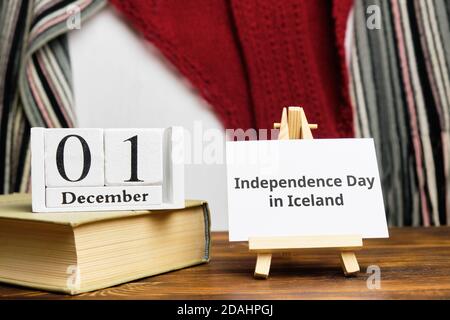 Independence Day in Iceland of winter month calendar december. Stock Photo