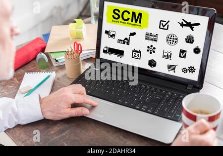 Scm concept shown on a laptop screen Stock Photo