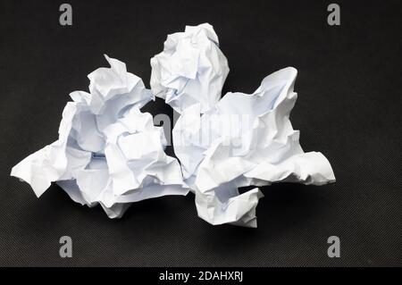 Three crumpled pieces of white paper Stock Photo