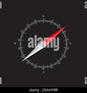 Compass direction icon for web design isolated on white background. Vector Illustration Stock Vector
