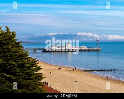 The pier and beach at Bournemouth a popular seaside resort on the south coast of England UK Stock Photo
