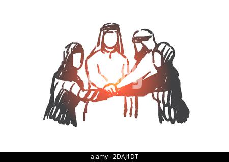 Teamwork, coworking, partnership, success concept sketch. Hand drawn isolated vector illustration Stock Vector