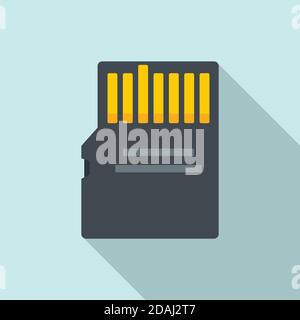 Storage micro ssd card icon, flat style Stock Vector