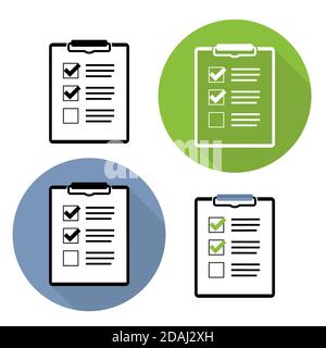 Check List Sign Flat Icon Collection Set Vector Illustration Stock Vector