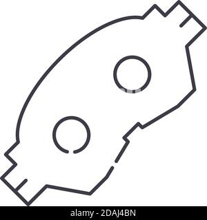 Brake pads icon, linear isolated illustration, thin line vector, web design sign, outline concept symbol with editable stroke on white background. Stock Vector