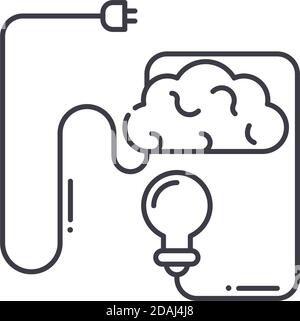 Brainstorming session icon, linear isolated illustration, thin line vector, web design sign, outline concept symbol with editable stroke on white Stock Vector