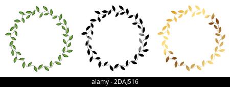 Laurel wreath Collection set isolated on white background. Vector Illustration Stock Vector
