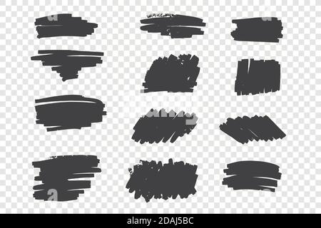 Types of black pencil strokes hand drawn set Stock Vector