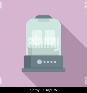 Milk bottle sterilizer device icon, flat style Stock Vector