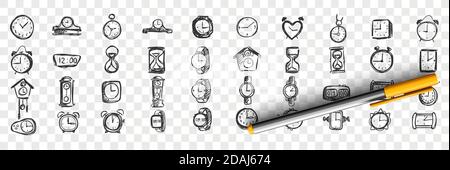 Watches doodle set Stock Vector