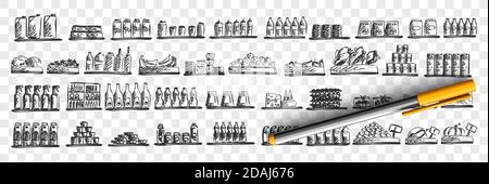 Food shop doodle set. Stock Vector
