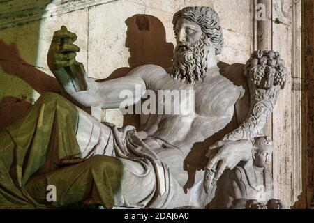 Statue representing the Nile, detail of the Fountain of the Goddess Rome in the Campidoglio. Rome, Lazio, Italy, Europe Stock Photo